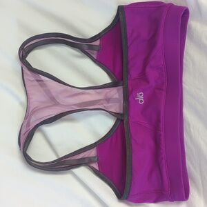 Alo Yoga Magenta Racerback Sports Bra with Mesh Detail Size M